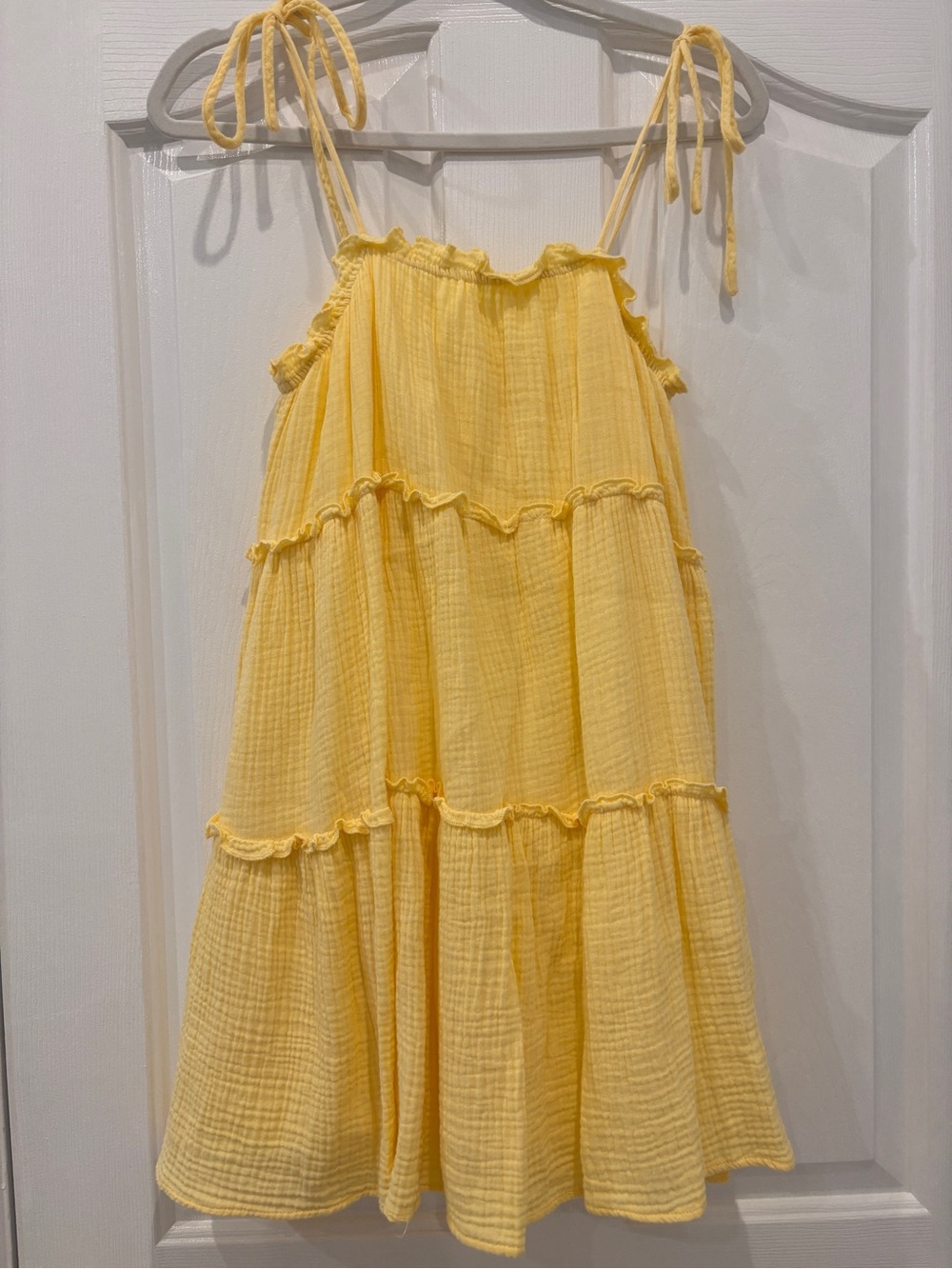 Altar'd State Women’s Yellow Tiered Tie-Strap Dress